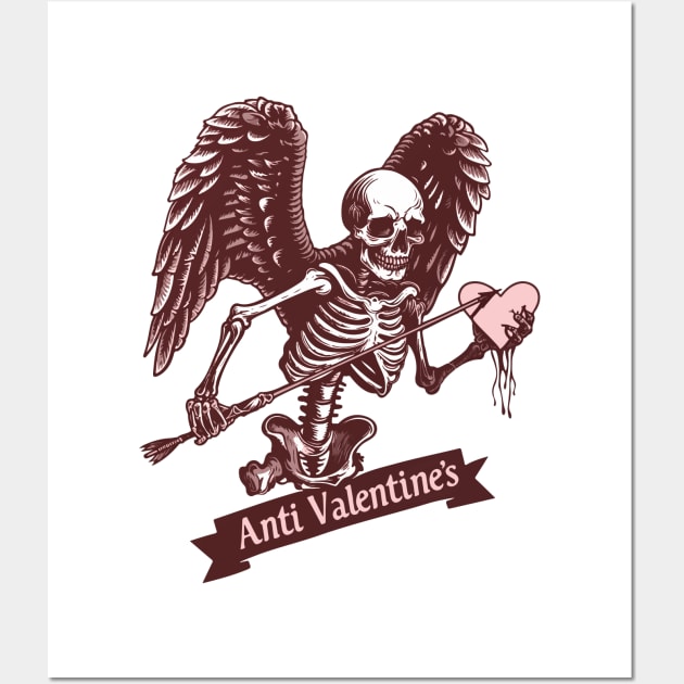 Anti Valentine's Vintage Skeleton Heart Tee Wall Art by YUED